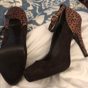 Brown and leopard print heels